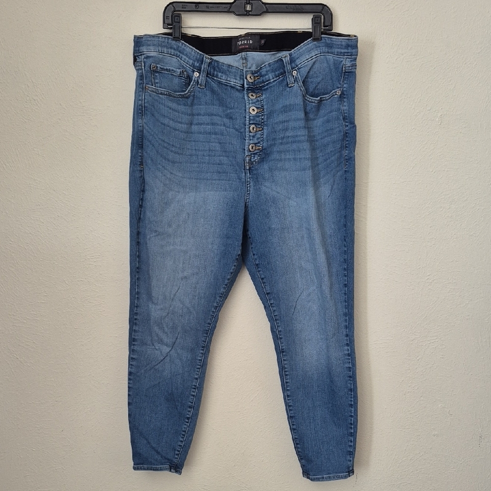 Torrid Blue Skinny Jeans with Mid-Rise Waistband